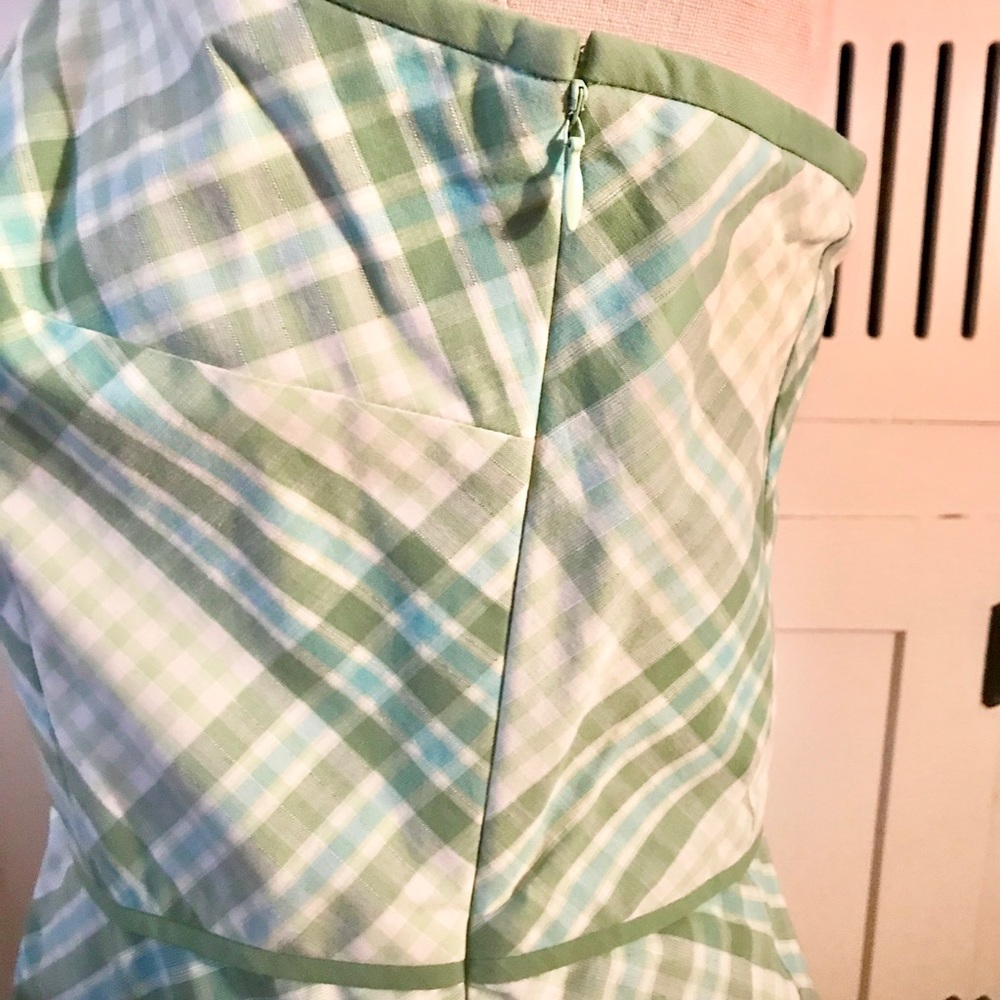 Ann Taylor Loft Green Plaid Summer Dress - Picture 2 of 4